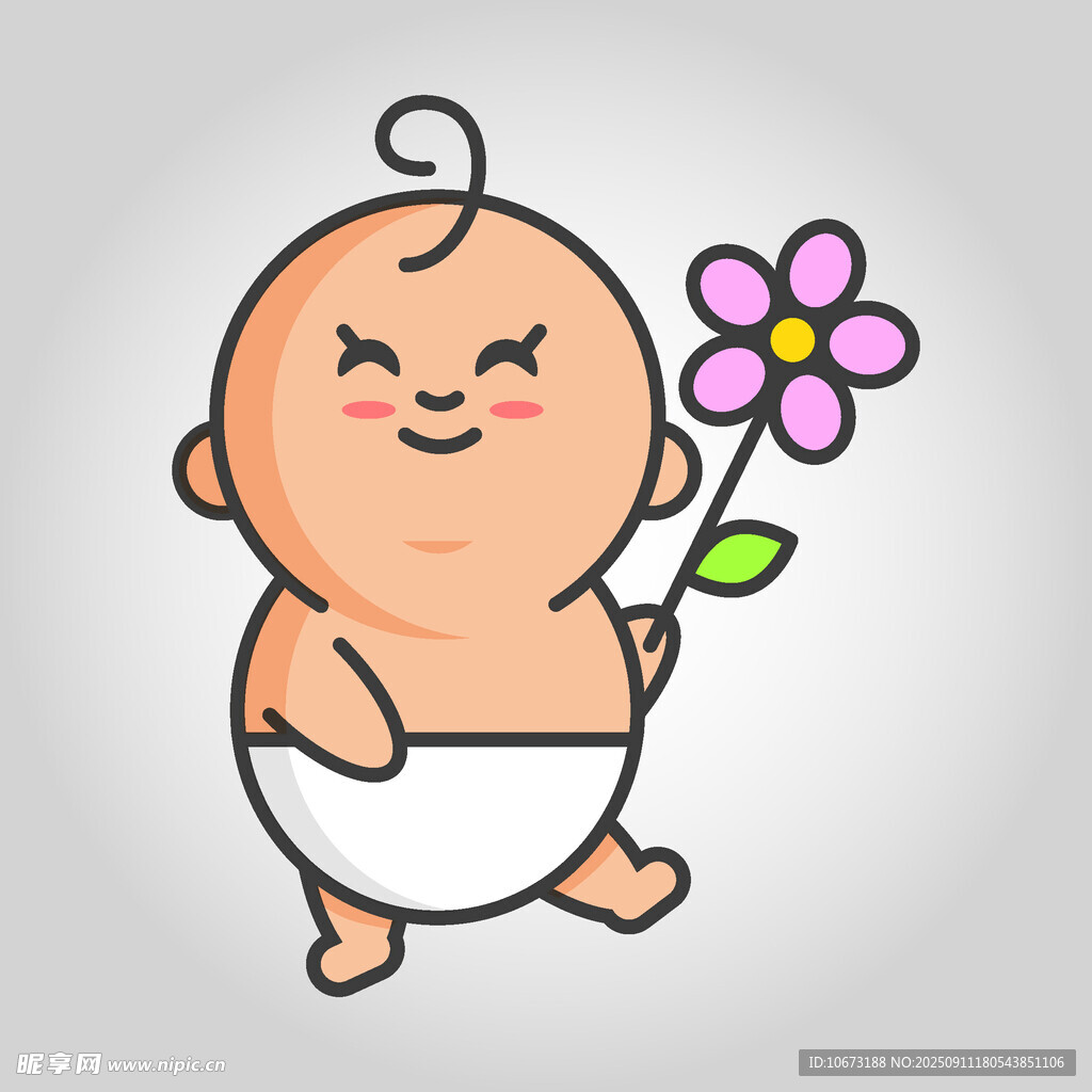 可爱宝宝手持小花