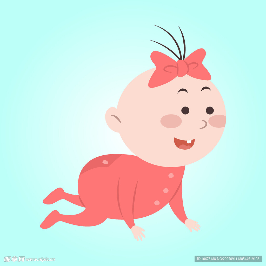 爬行的可爱红衣小宝贝
