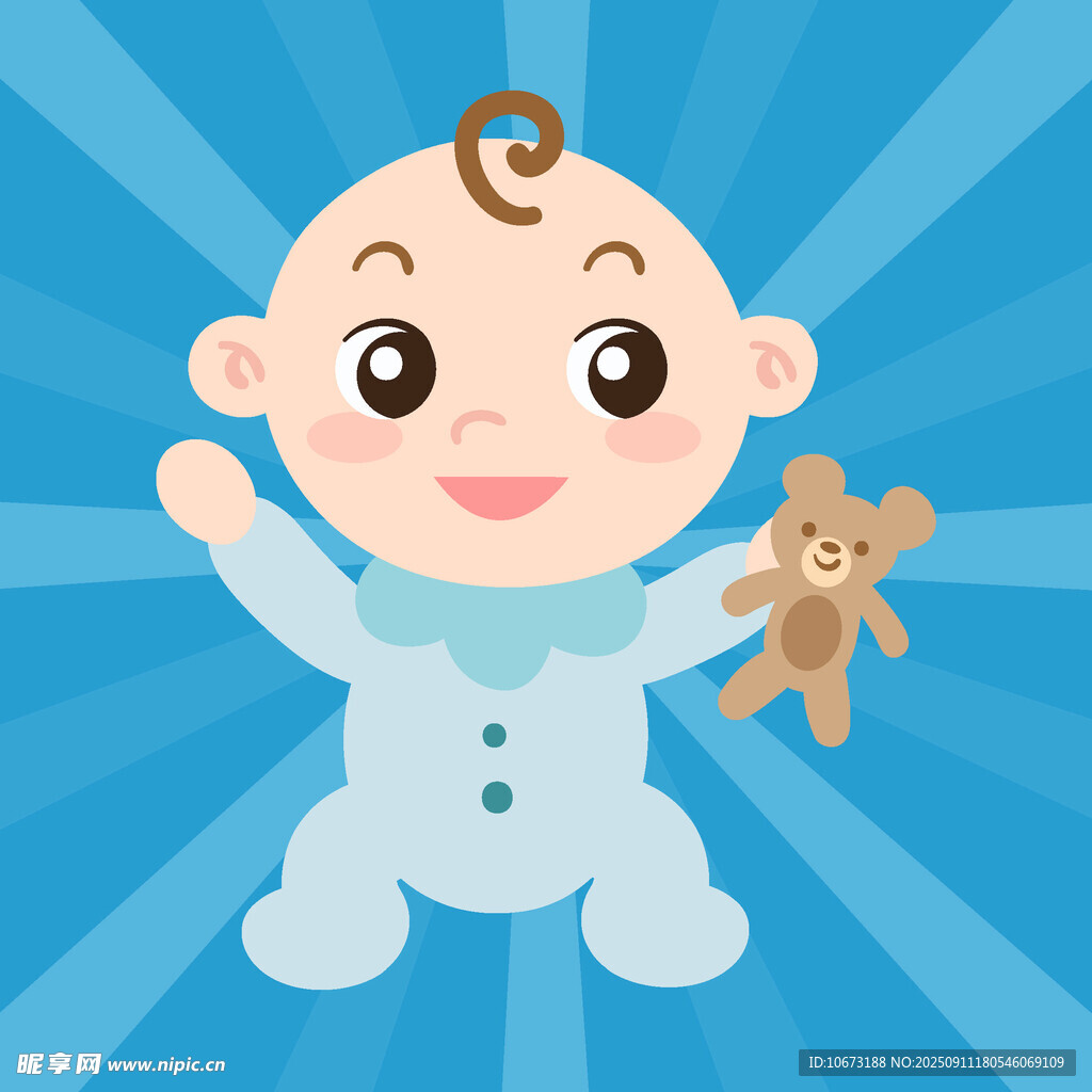 可爱宝宝与小熊玩偶