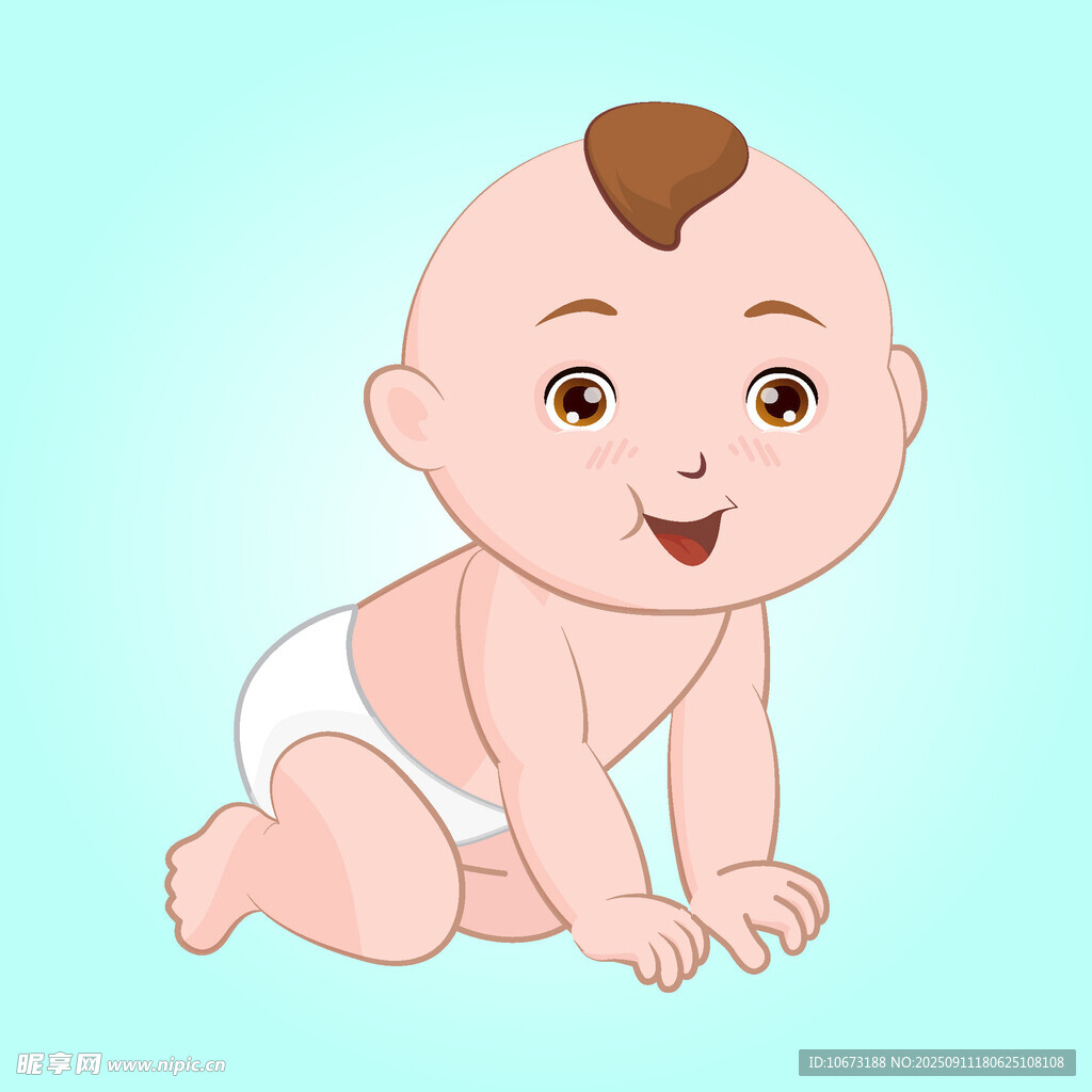爬行的可爱婴儿