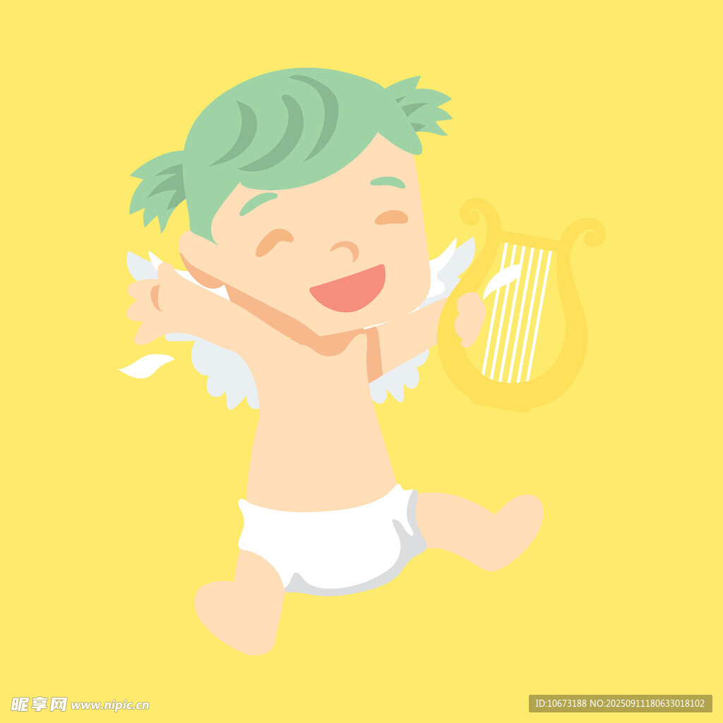 可爱小天使弹奏竖琴