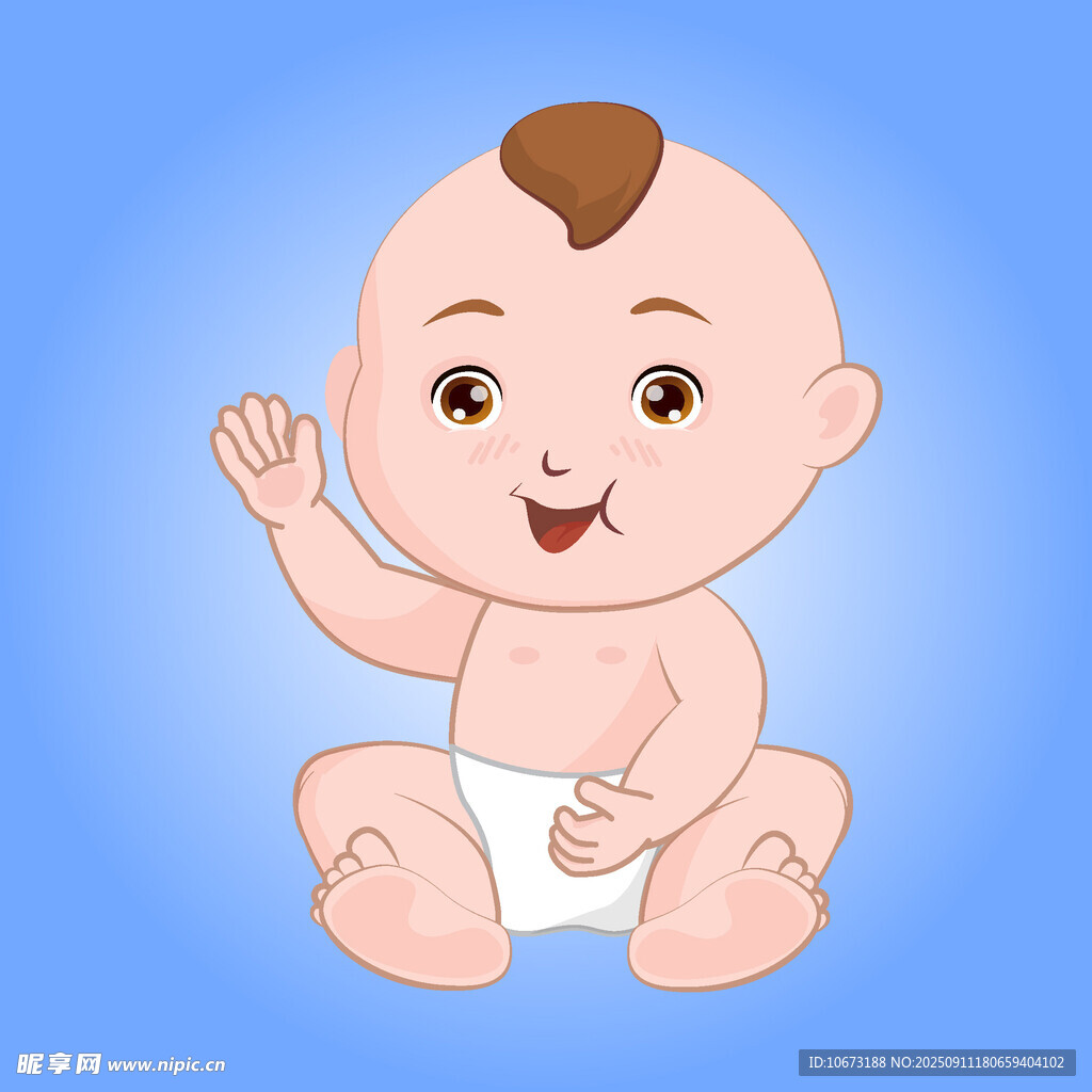 可爱婴儿挥手笑