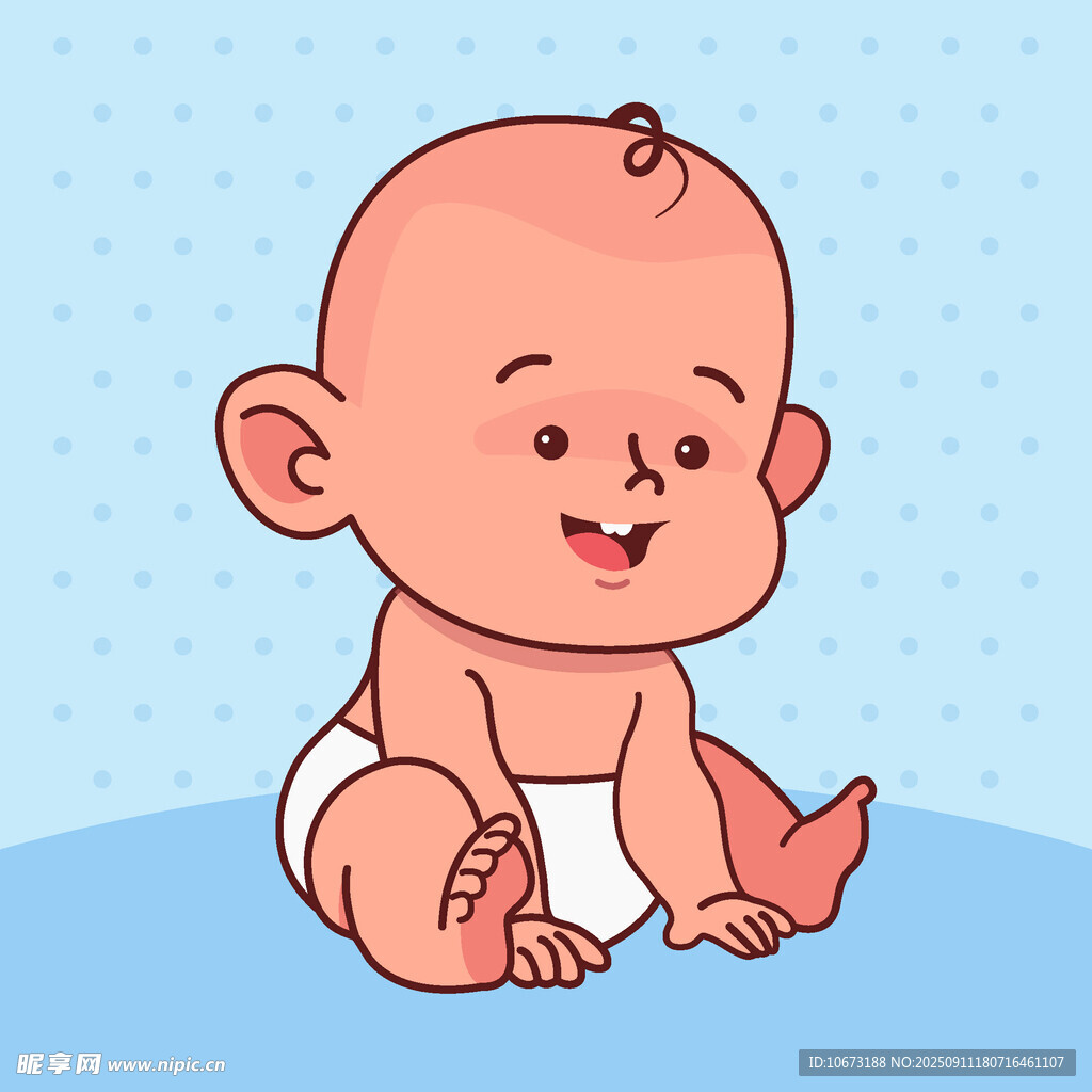 可爱坐地小婴儿