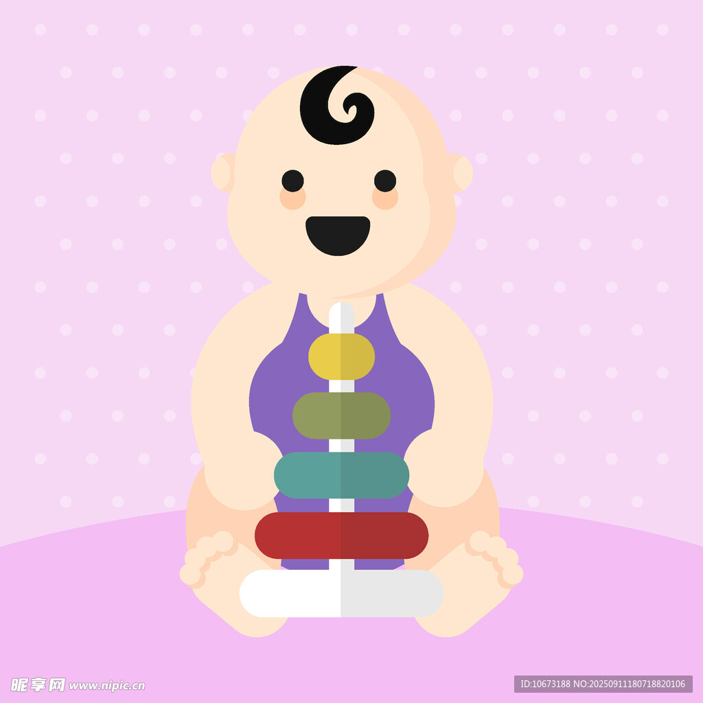 可爱宝宝玩彩色积木