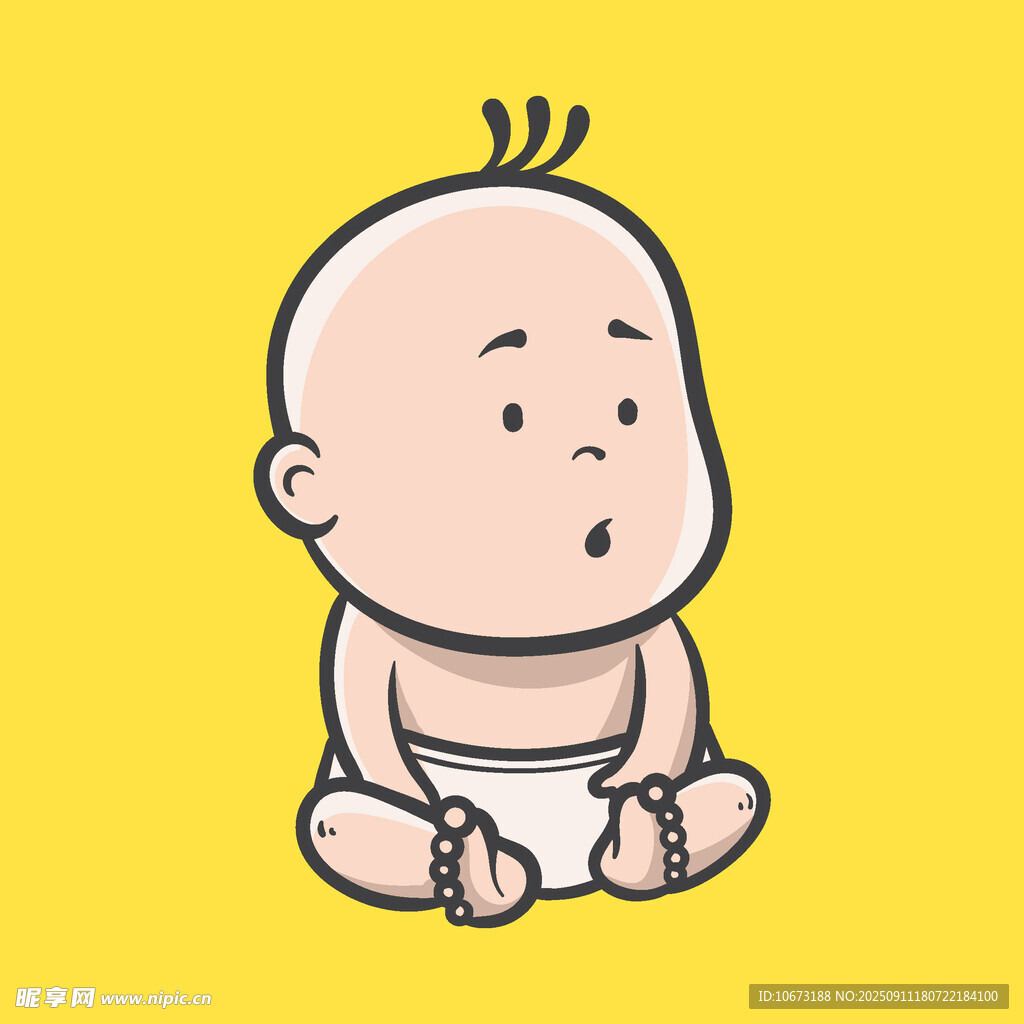 可爱小婴儿坐着的卡通图