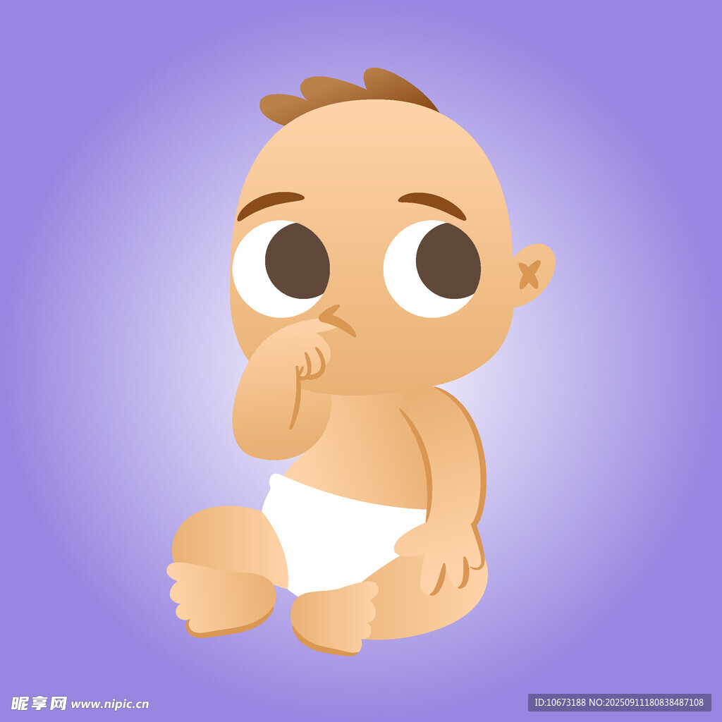 可爱婴儿坐立托腮模样
