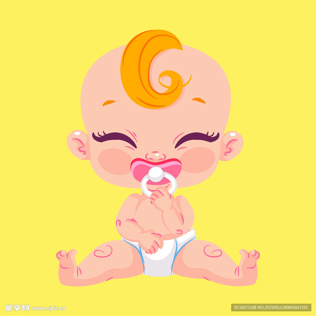 可爱萌娃含奶嘴坐立