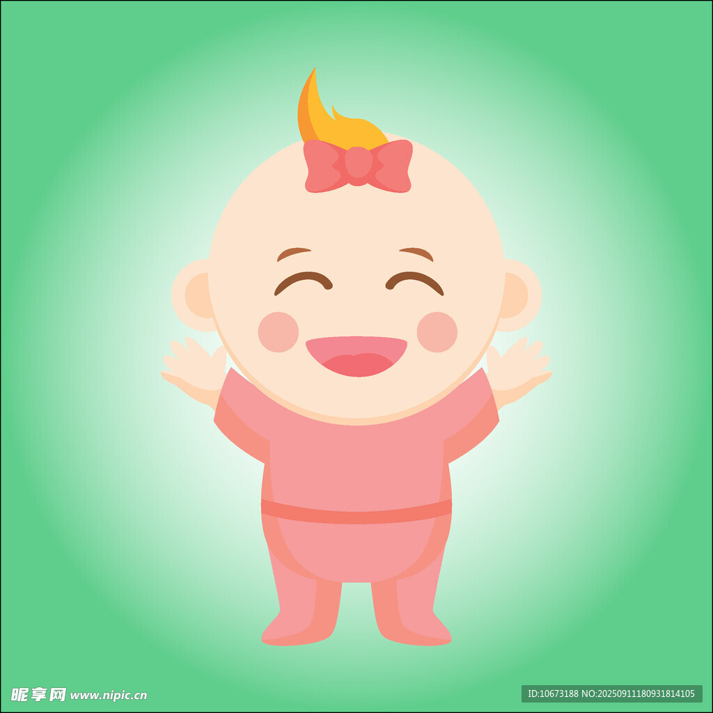可爱微笑的粉色系小婴儿