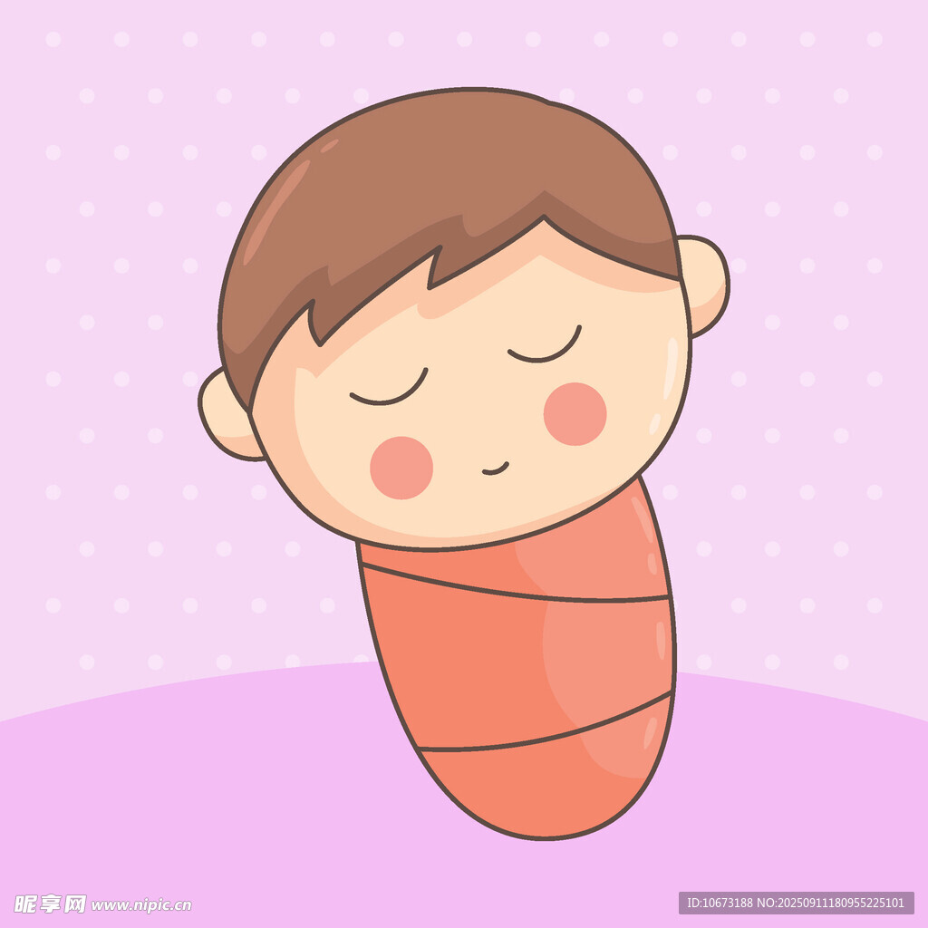熟睡的裹襁褓小男孩