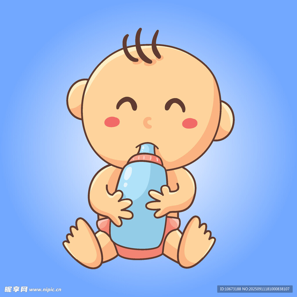 可爱宝宝抱奶瓶