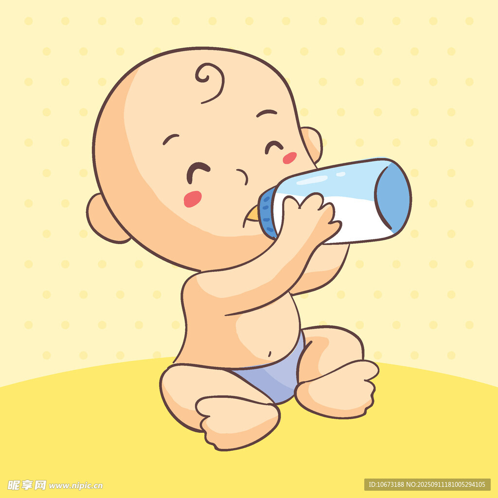 可爱宝宝自主喝奶瓶