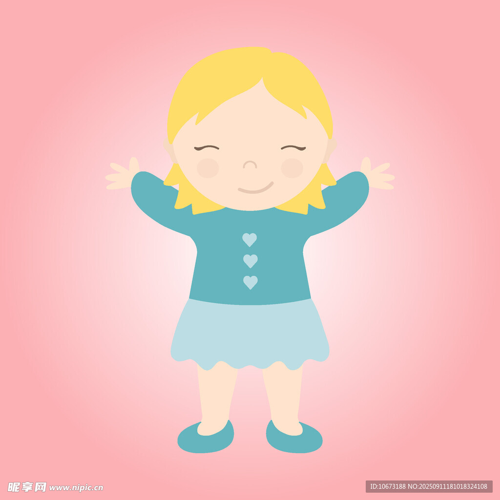 可爱扎辫女孩开心模样