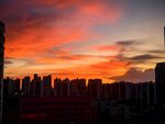 城市黄昏绚丽晚霞景观