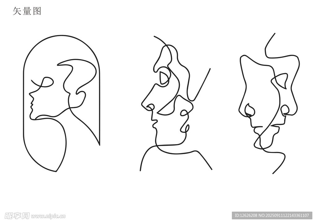简约线条人脸轮廓插画