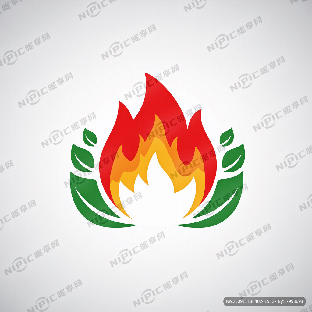设计一个火和叶子风格的标志