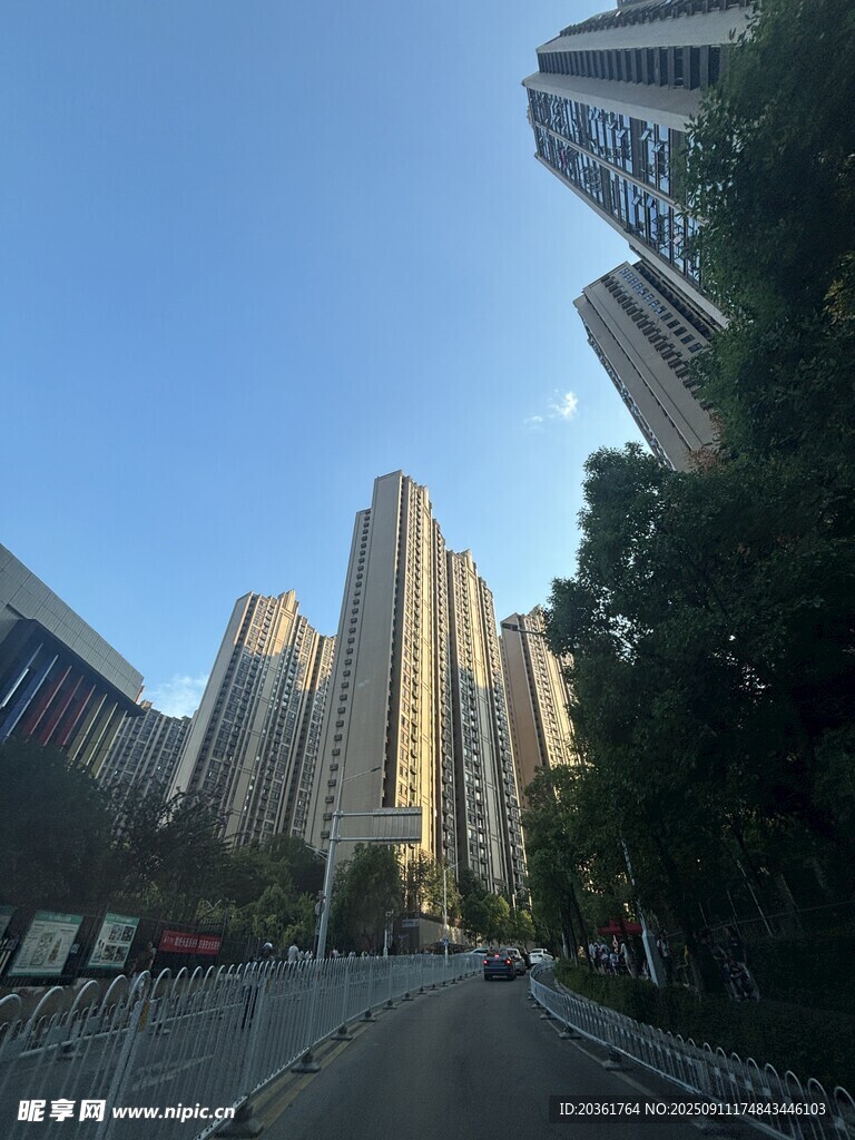 城市高楼林立的街道景观