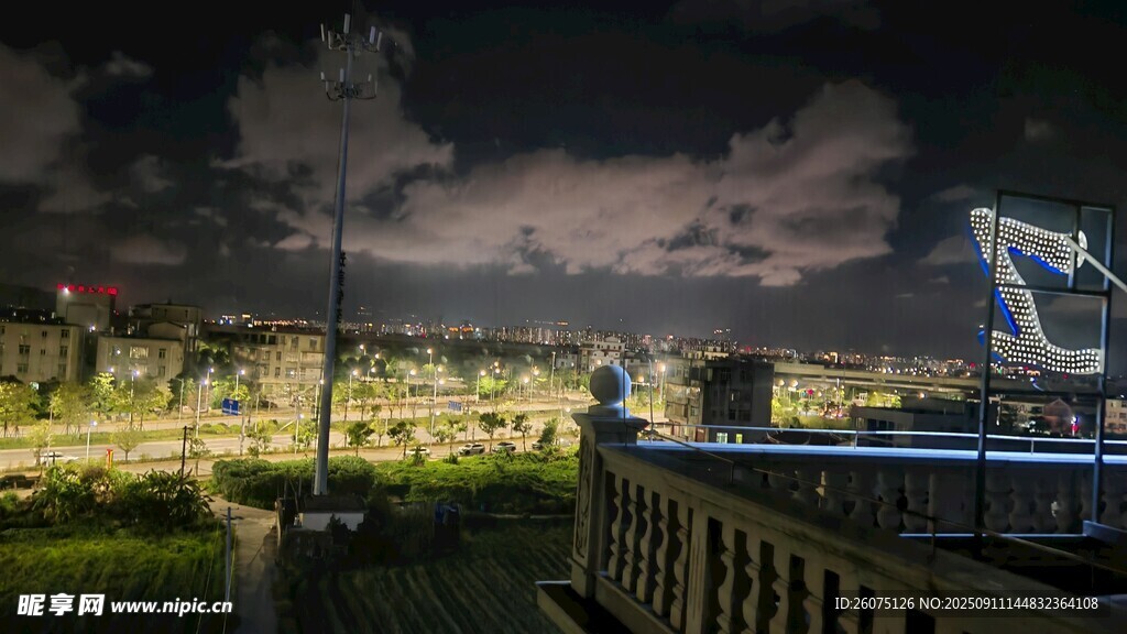 城市璀璨夜景俯瞰视角