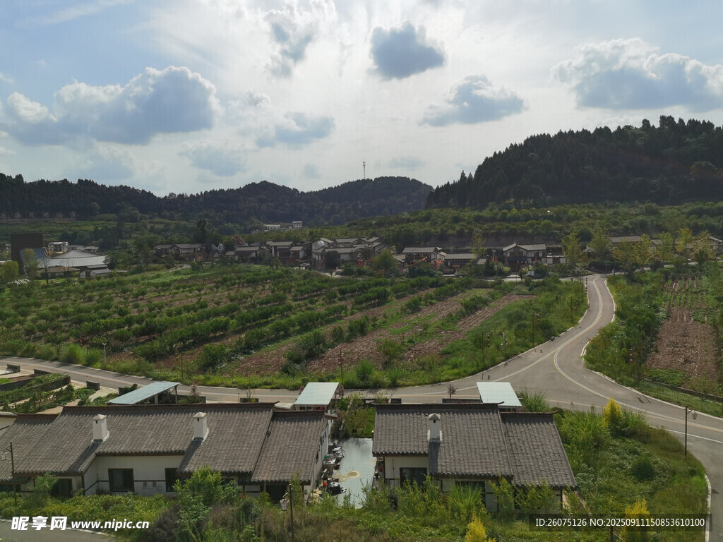 乡村田园风光俯瞰美景
