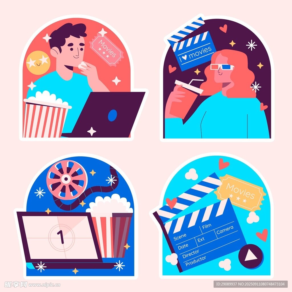 电影相关创意插画元素