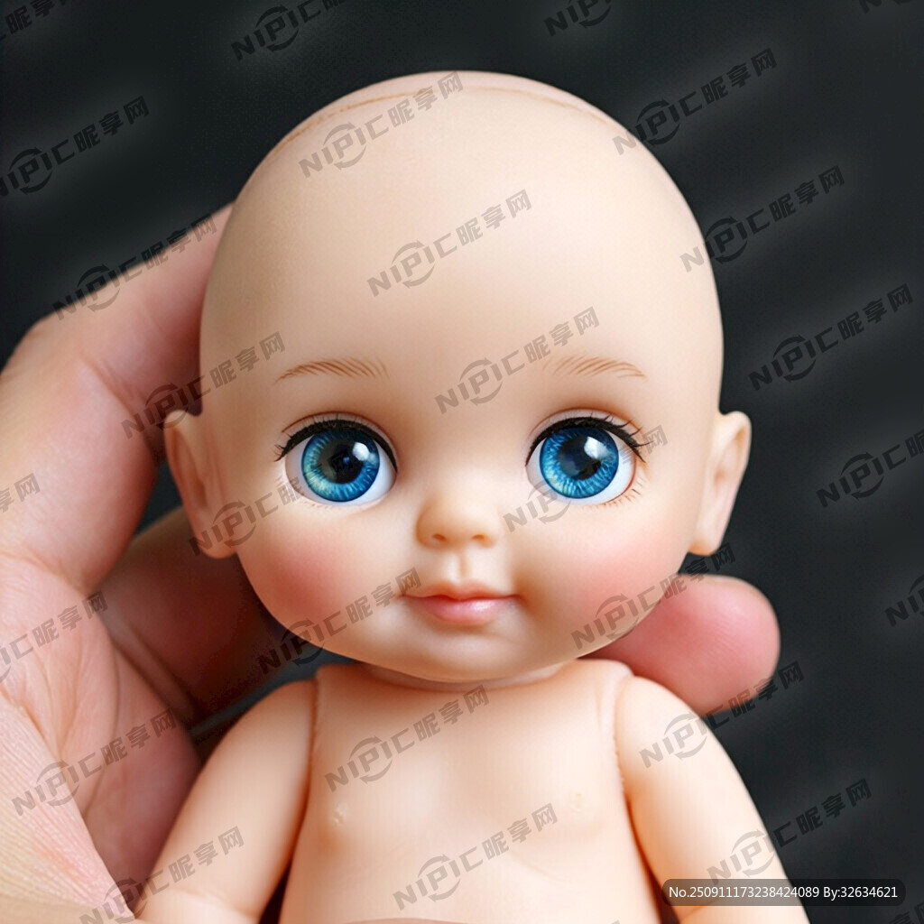 可爱的新生儿娃娃公仔  光头
