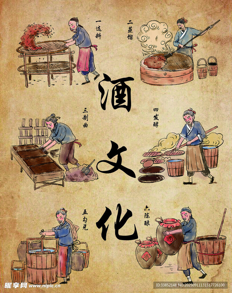 古代酒文化场景插画