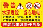 警告 水深危险 安全警示牌 