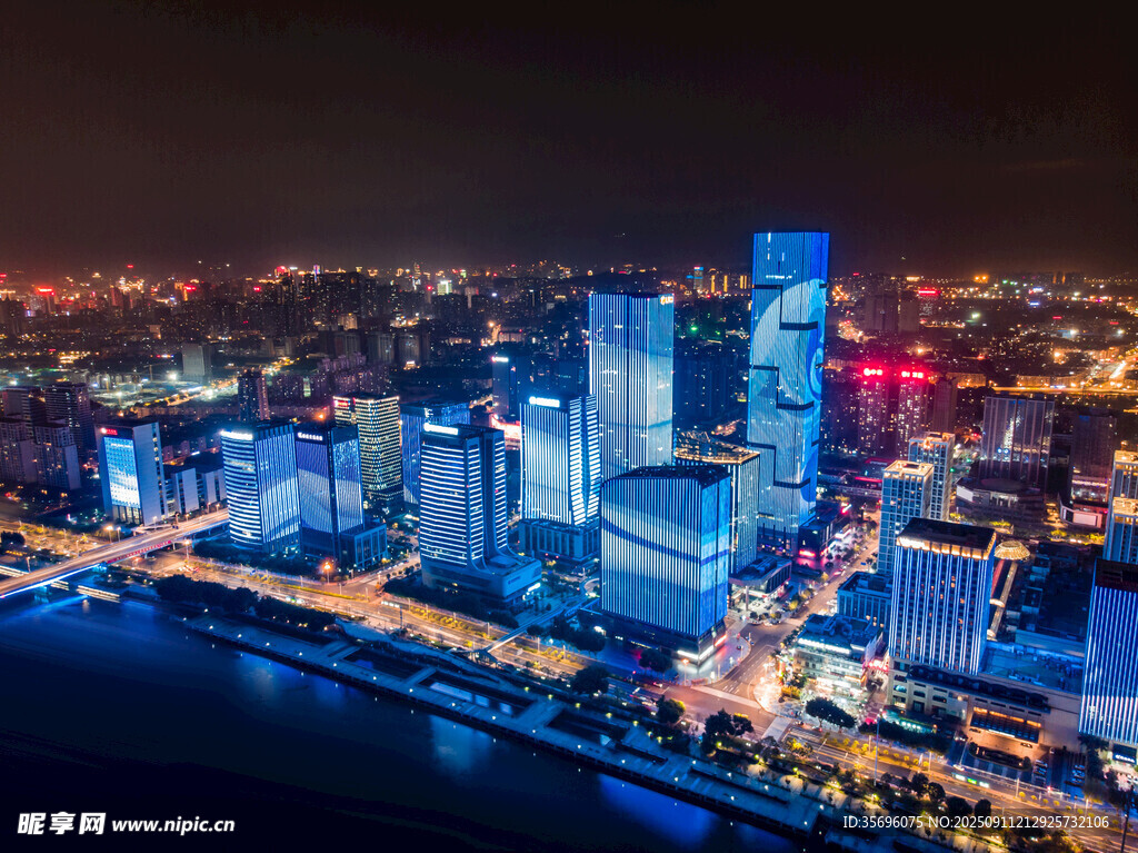 福州金融街cbd夜景航拍