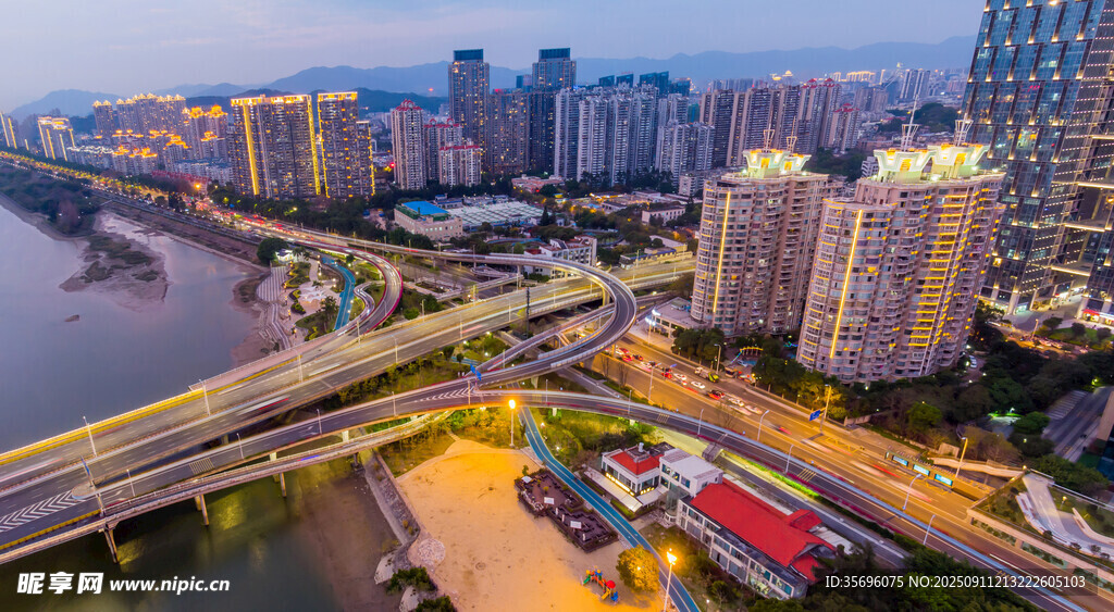 福州北江滨cbd夜景航拍