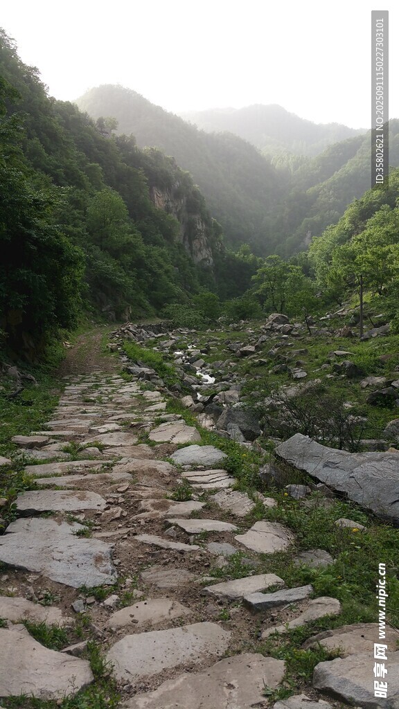 尧山山间石板小径静谧之景