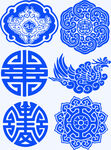 中式传统蓝色吉祥图案