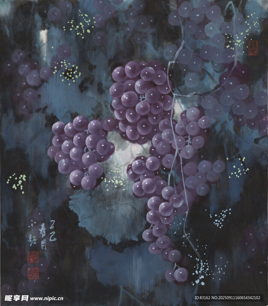 梦幻紫色葡萄艺术画作
