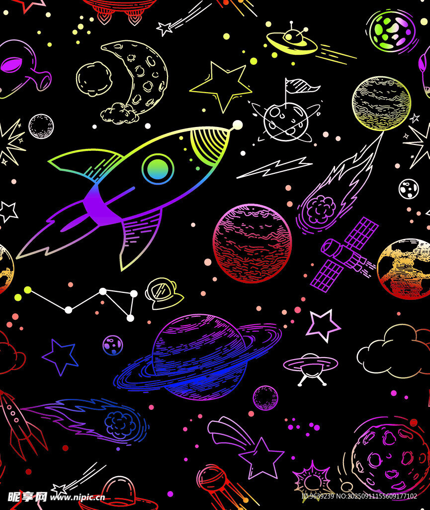 梦幻宇宙涂鸦插画