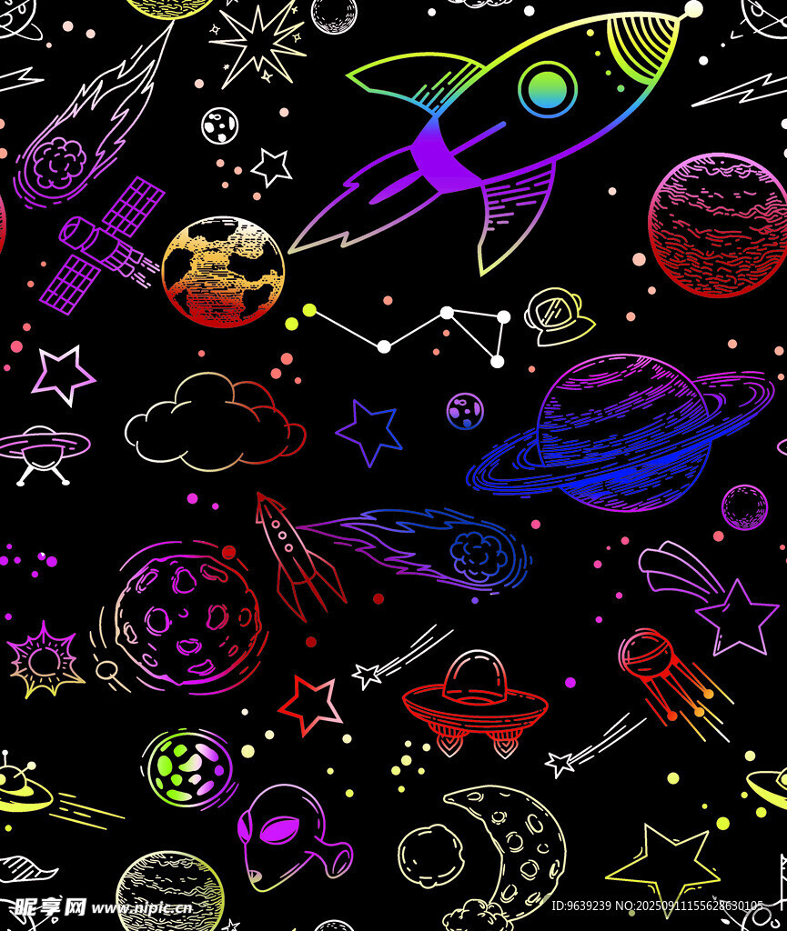梦幻宇宙涂鸦图案