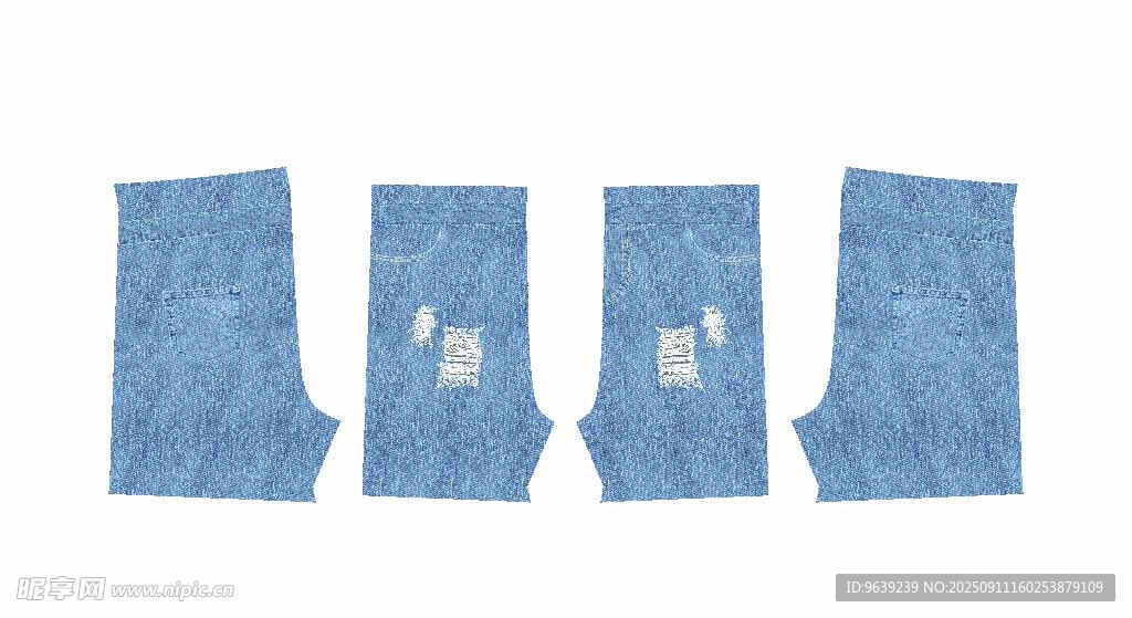 蓝色牛仔布拼接布料样品
