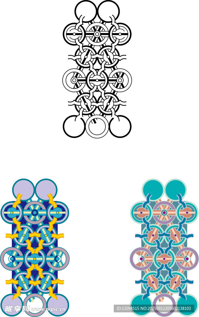 三色精美花纹图案设计