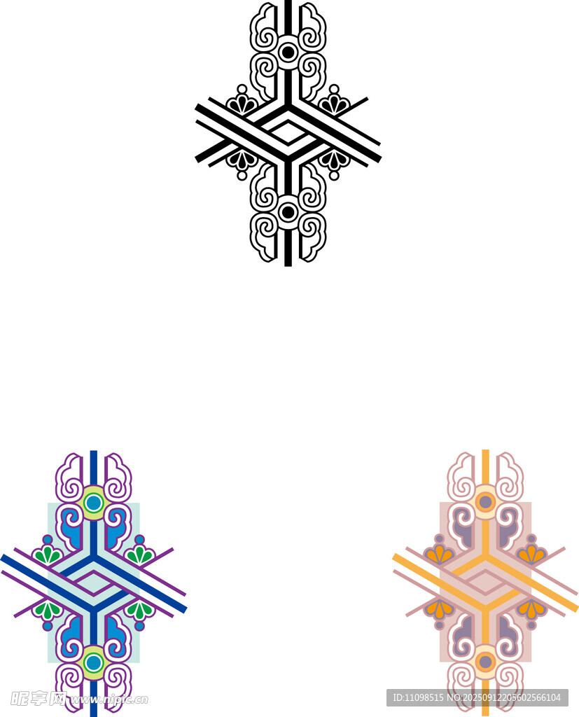 三色精美花纹图案设计