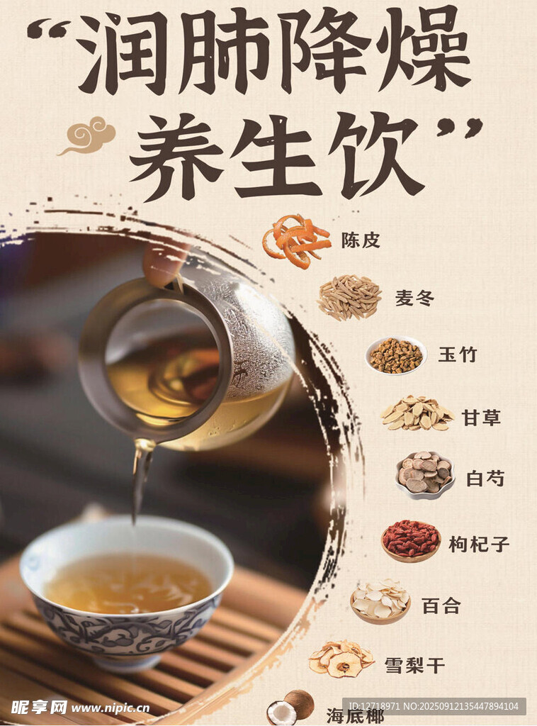润肺降燥养生茶饮展示
