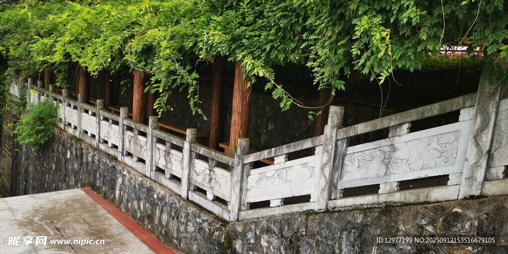 中式园林石栏杆景观