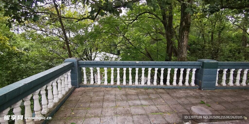 户外木质露台与绿植景观