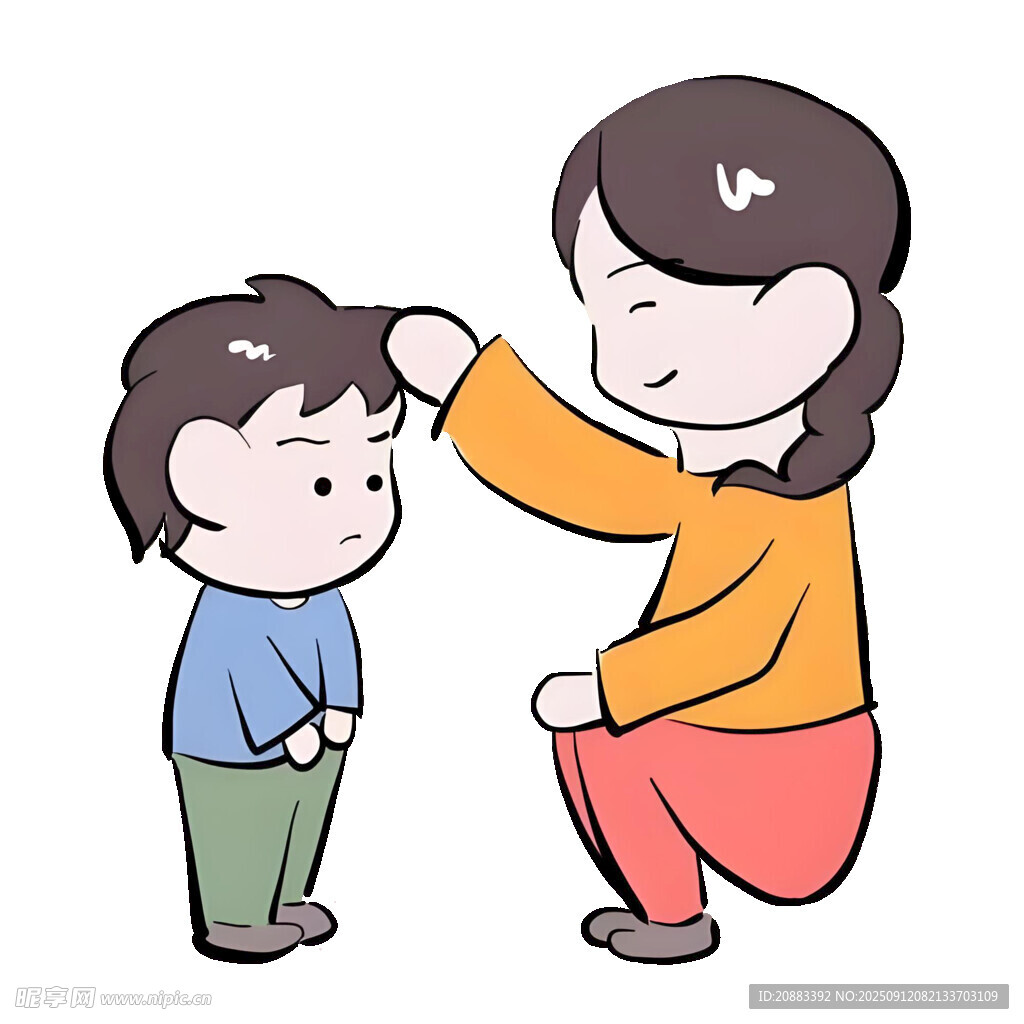 妈妈温柔抚摸孩子的头