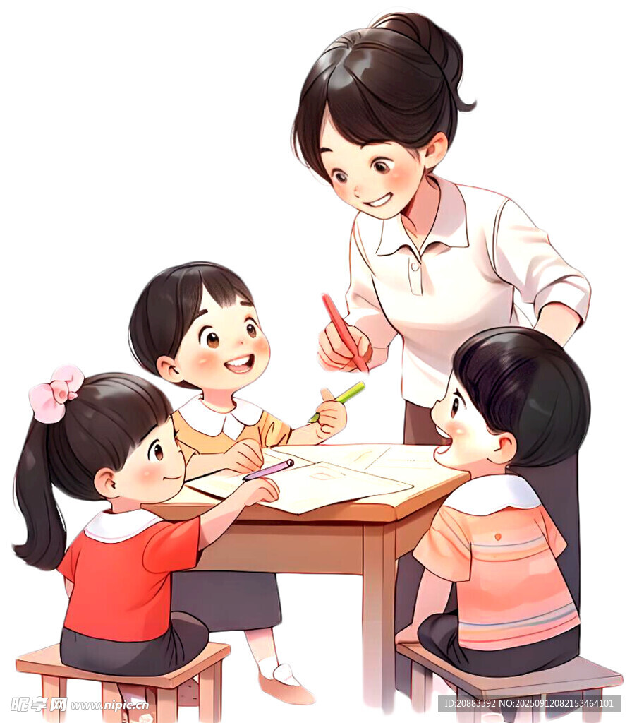 老师指导孩子绘画