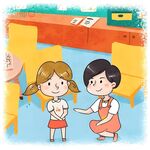 教室中两个女生友好互动