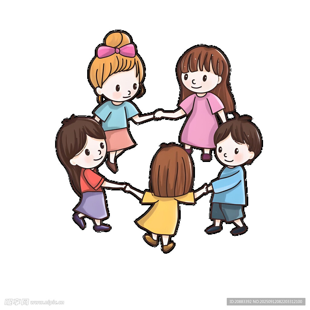 幼儿园孩子们手拉手快乐玩耍