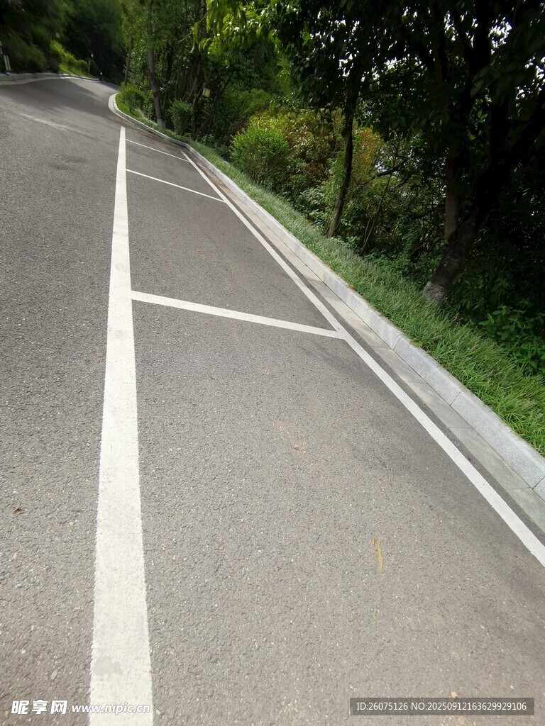 道路旁划白线的停车位