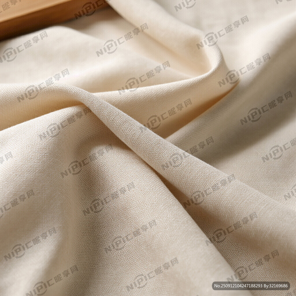 奶油色亚麻布料垂坠