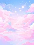 梦幻粉蓝天空云朵美景