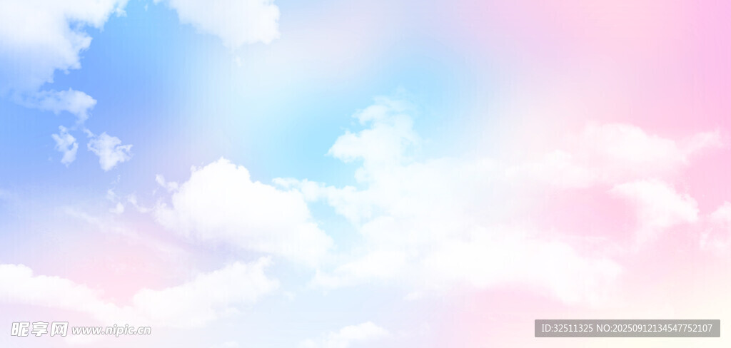梦幻天空柔和色彩云朵