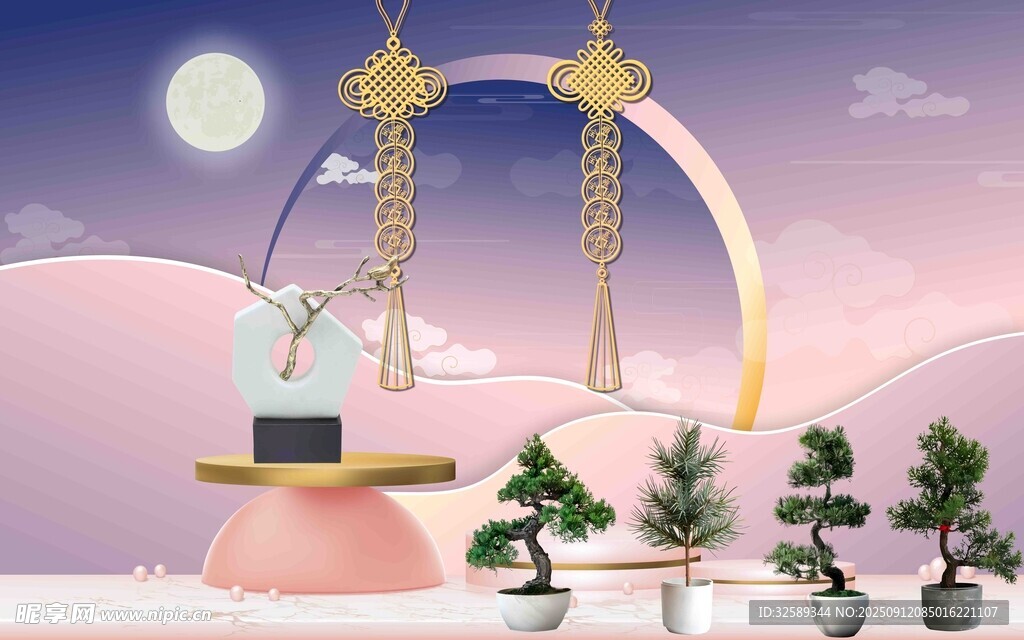 梦幻中式场景展示架景观