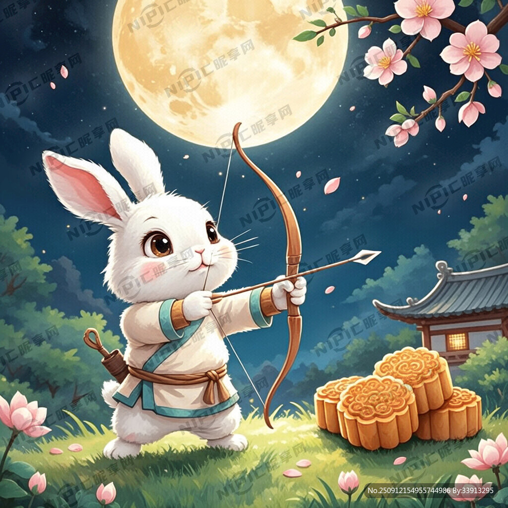 中秋卡通兔子射箭
