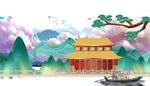 风景城楼  分层可编辑矢量图